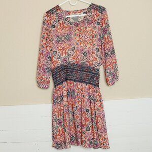 Vanessa Virginia Anthropologie Smocked Waist Boho Sheer Dress Size Small S